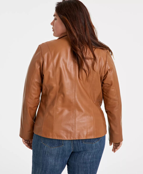 Womens Plus Size Leather Jacket Hazelnut - 4