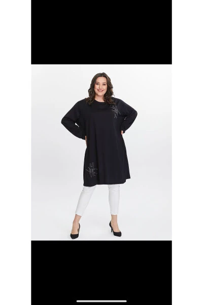 Women's Plus Size Long Dress - Tunic with Stone Detail - Modazone (1)