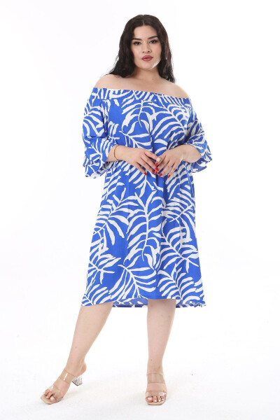 Women's Plus Size Mustard Woven Viscose Collar Elastic Short Sleeve Dress 65N38173 - 3