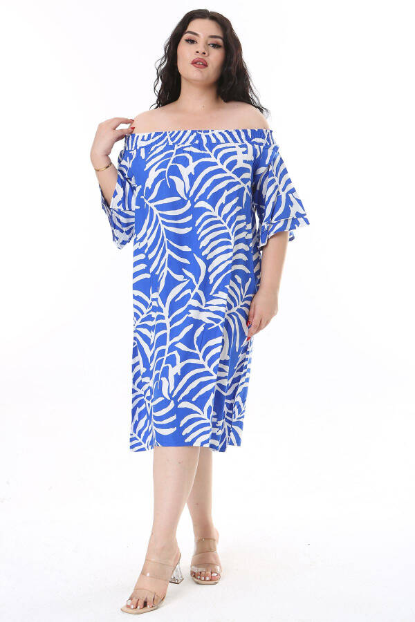 Women's Plus Size Mustard Woven Viscose Collar Elastic Short Sleeve Dress 65N38173 - 4