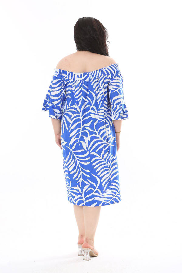 Women's Plus Size Mustard Woven Viscose Collar Elastic Short Sleeve Dress 65N38173 - 5