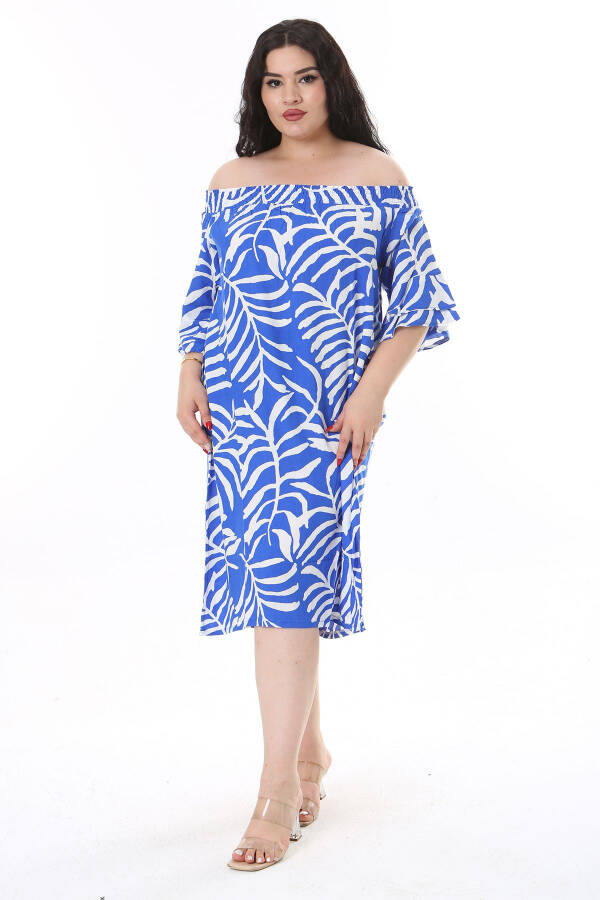 Women's Plus Size Mustard Woven Viscose Collar Elastic Short Sleeve Dress 65N38173 - 7