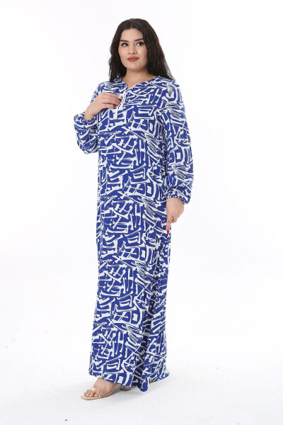 Women's Plus Size Mustard Woven Viscose Fabric Long Sleeve Dress 65N38174 - ŞANS (1)