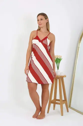 Women's Plus Size Nightgown with Spaghetti Straps 98513 - BÜYÜKBEDENIZ (1)