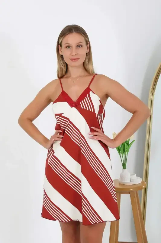 Women's Plus Size Nightgown with Spaghetti Straps 98513 - 6