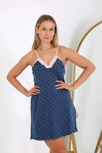 Women's Plus Size Nightgown with Spaghetti Straps 98514 - 3