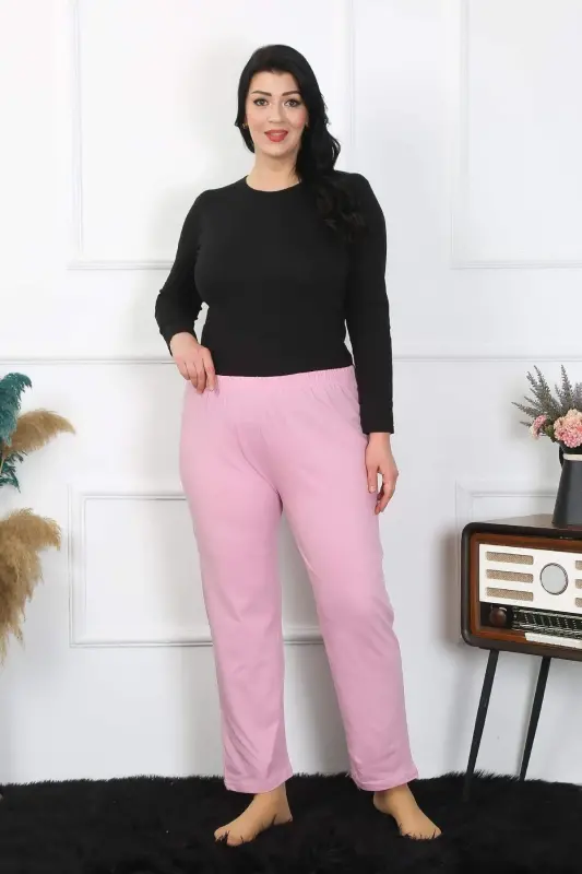 Women's Plus Size Pink Single Pajama Bottom 27505 - BÜYÜKBEDENIZ
