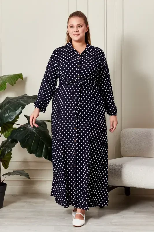 Women's Plus Size Polka Dot Dress - FERACE