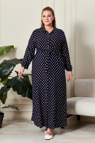Women's Plus Size Polka Dot Dress - 1