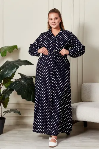 Women's Plus Size Polka Dot Dress - 4
