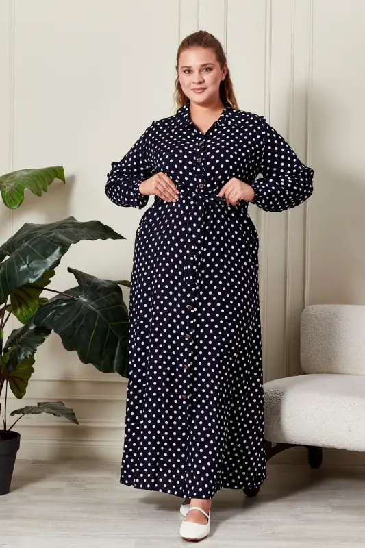 Women's Plus Size Polka Dot Dress - 4