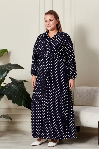 Women's Plus Size Polka Dot Dress - 5