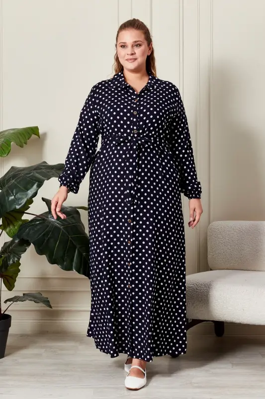Women's Plus Size Polka Dot Dress - FERACE