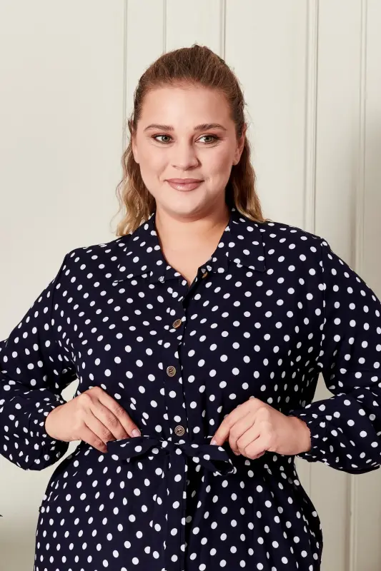 Women's Plus Size Polka Dot Dress - 2