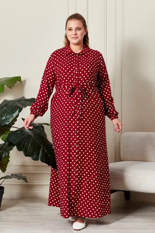 Women's Plus Size Polka Dot Dress - 1