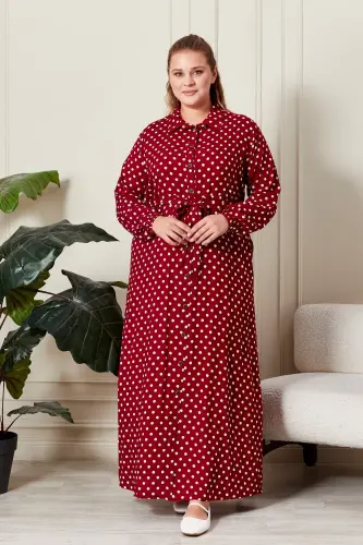 Women's Plus Size Polka Dot Dress - 4