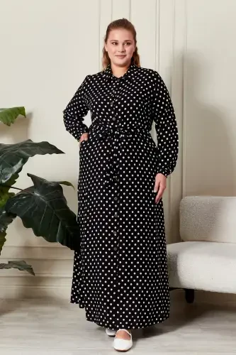 Women's Plus Size Polka Dot Dress - 1