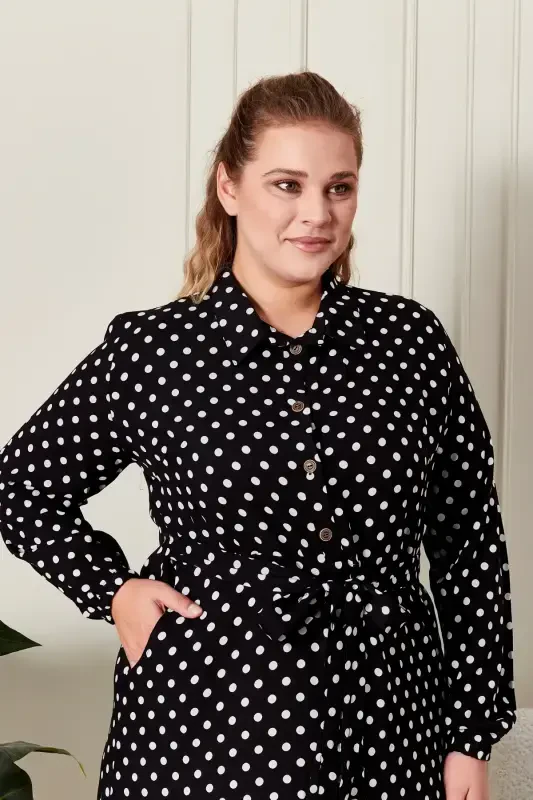 Women's Plus Size Polka Dot Dress - 2
