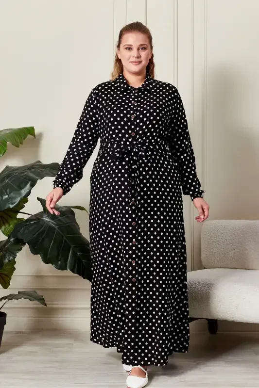 Women's Plus Size Polka Dot Dress - 4
