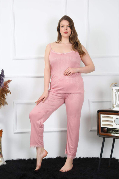 Women's Plus Size Powder Satin Strappy Pajama Set 202195 - 3