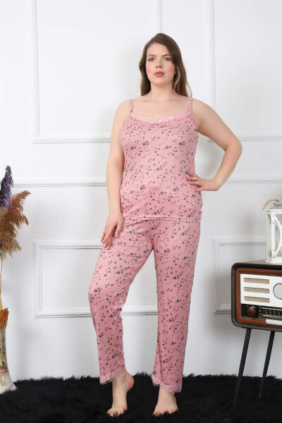 Women's Plus Size Salmon Strappy Pajama Set 202198 - 2