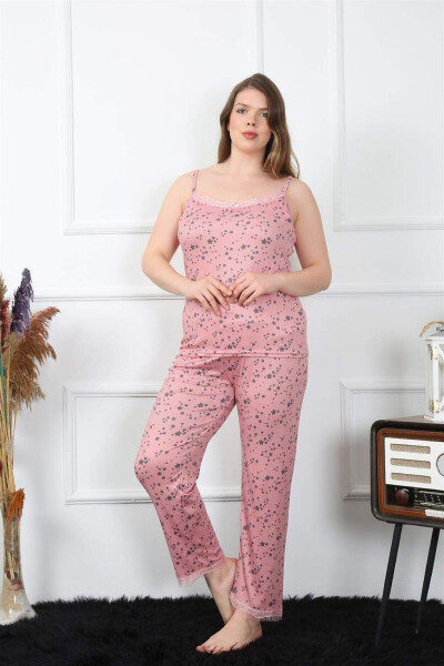 Women's Plus Size Salmon Strappy Pajama Set 202198 - 3