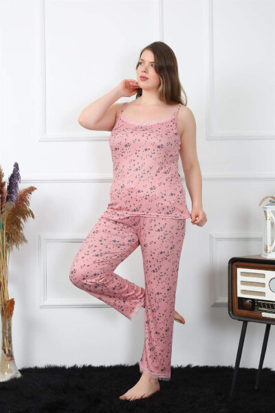 Women's Plus Size Salmon Strappy Pajama Set 202198 - 4