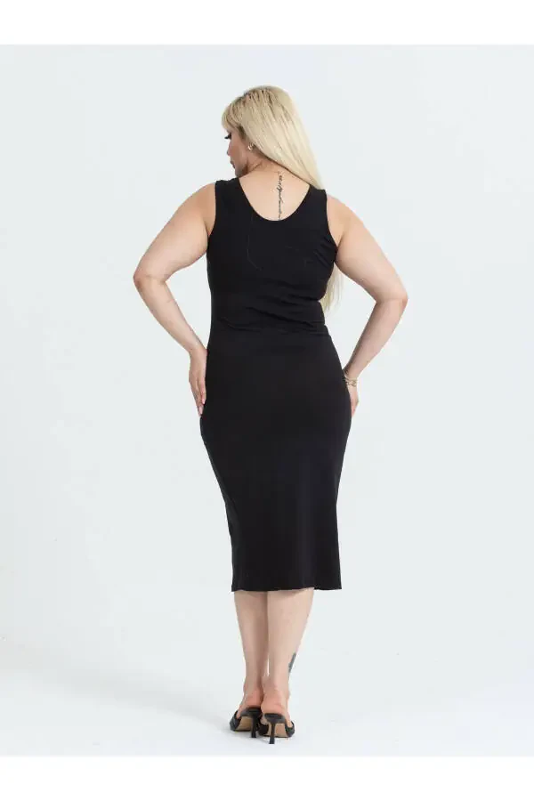Women's Plus Size Sleeveless Stretchy Viscose Dress - 5