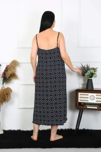 Women's Plus Size Spaghetti Strap Cotton Orange Long Nightdress 12101 - 5
