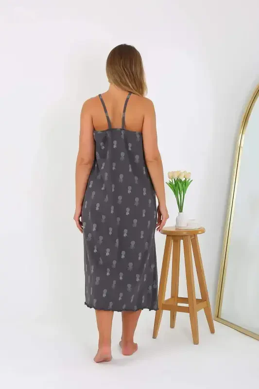 Women's Plus Size Spaghetti Strap Long Nightgown 12112 - 3