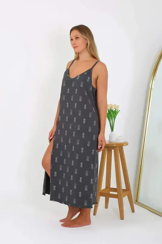 Women's Plus Size Spaghetti Strap Long Nightgown 12112 - 4