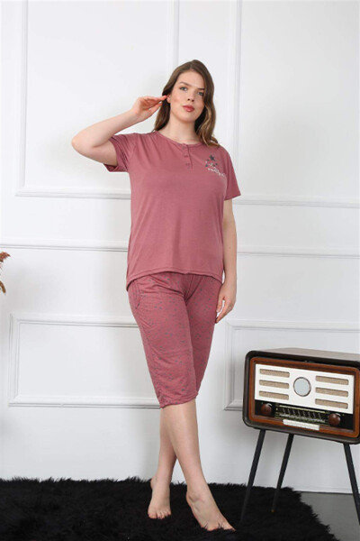 Women's Plus Size Viscon Capri Pajama Set 202201 - 2