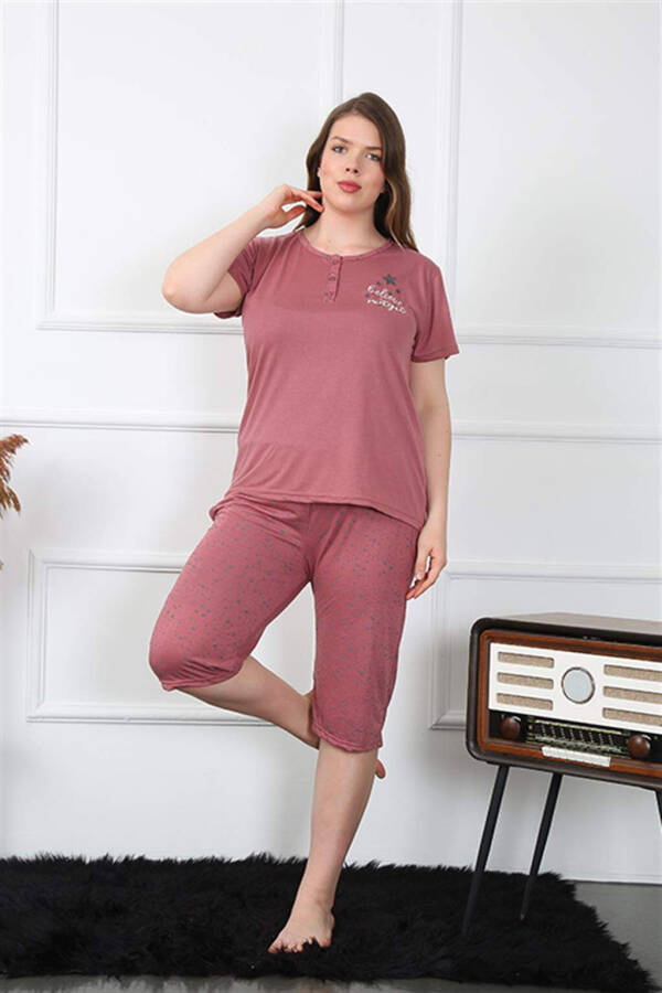 Women's Plus Size Viscon Capri Pajama Set 202201 - 7