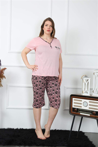 Women's Plus Size Viscon Capri Pajama Set 202202 - 2