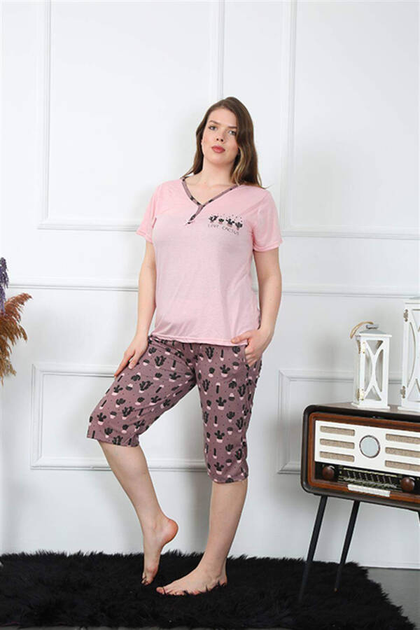 Women's Plus Size Viscon Capri Pajama Set 202202 - 5