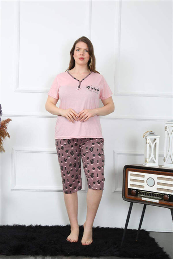 Women's Plus Size Viscon Capri Pajama Set 202202 - 6