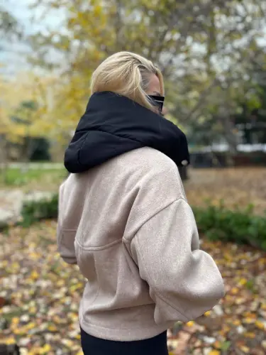 Women's Pocket Detailed Cashmere Collar and Sleeve Cuffed Coat 748 - BÜYÜKBEDENIZ (1)
