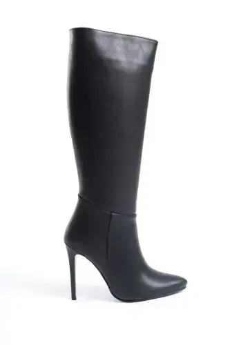 Women's pointed toe, half-zip, stiletto heel boots. - 1