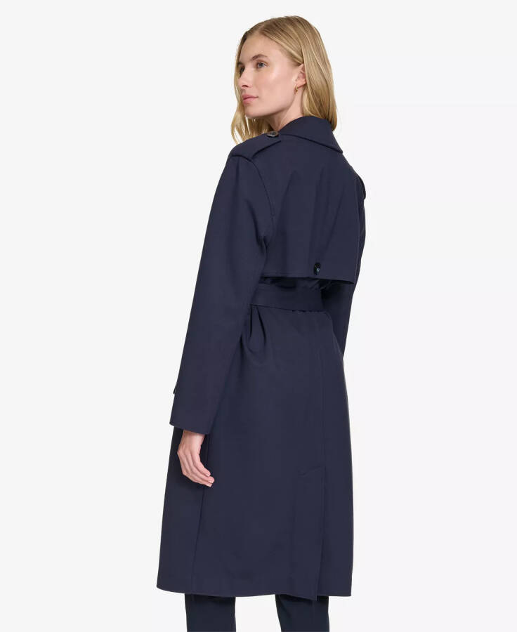 Women's Ponte Belted Long-Sleeve Trench Coat Midnight - 2