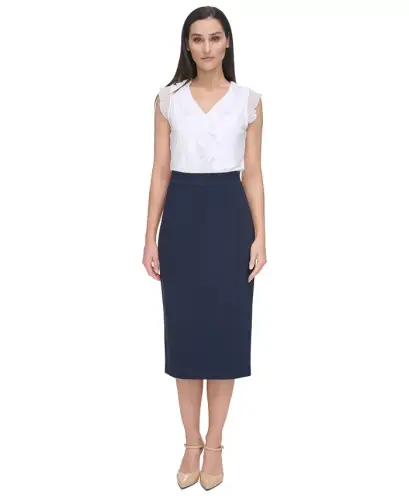 Women's Ponte Pencil Midi Skirt - 4
