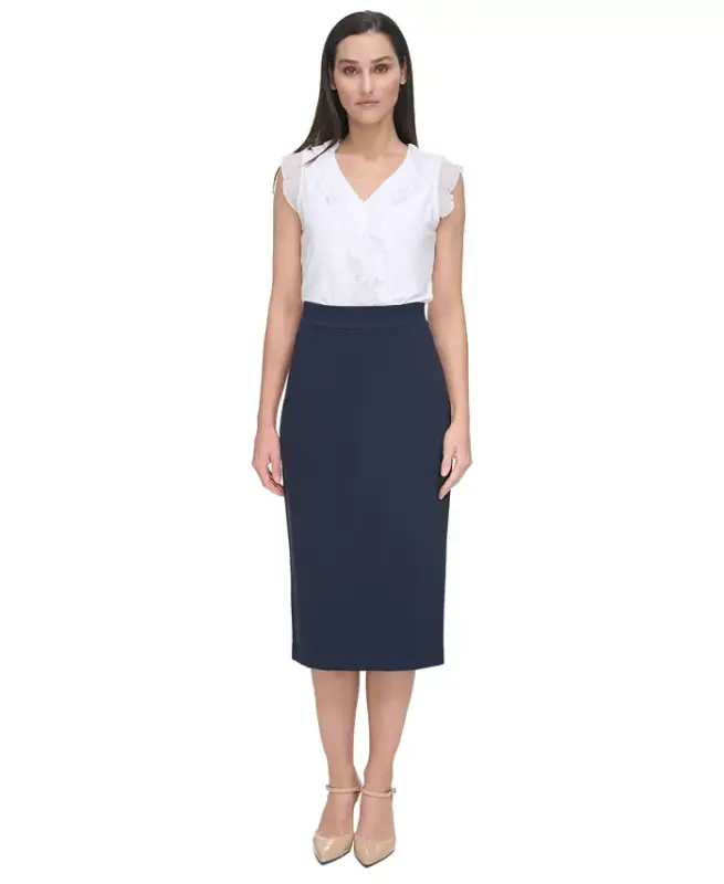 Women's Ponte Pencil Midi Skirt - 4