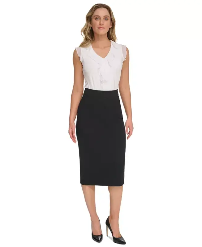 Women's Ponte Pencil Midi Skirt - 4