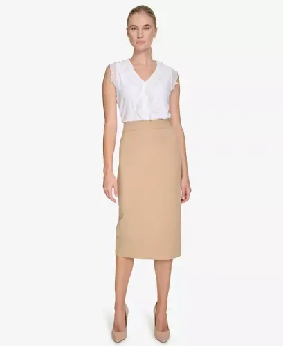 Women's Ponte Pencil Midi Skirt - Tigers Eye - 4