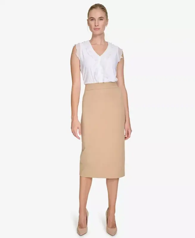 Women's Ponte Pencil Midi Skirt - Tigers Eye - 4