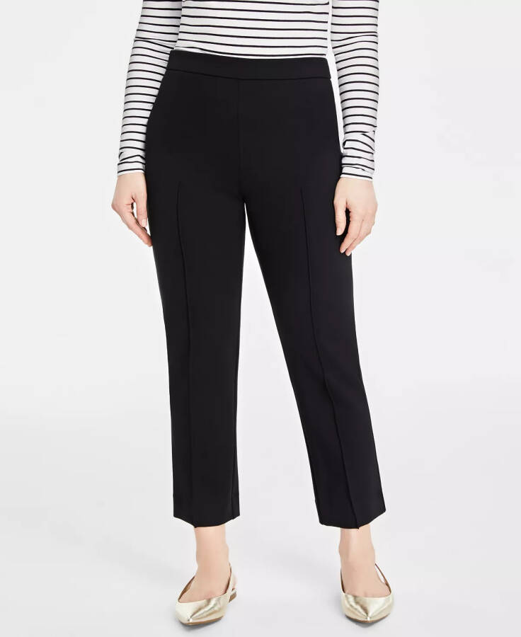 Women's Ponté-Knit Pull-On Ankle Pants, Created for Modazone Deep Black - 3