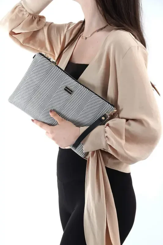 Women's Portfolio Bag 1034-132 BLACK WHITE - SILVER POLO