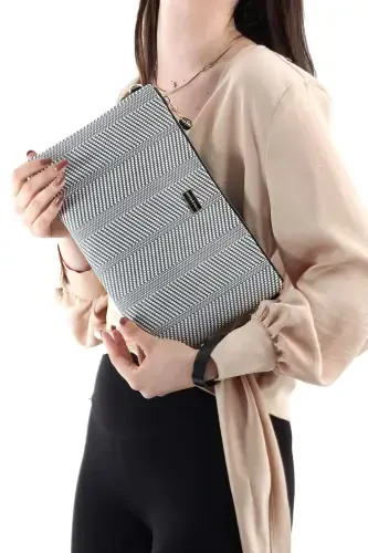 Women's Portfolio Bag 1034-132 BLACK WHITE - 2