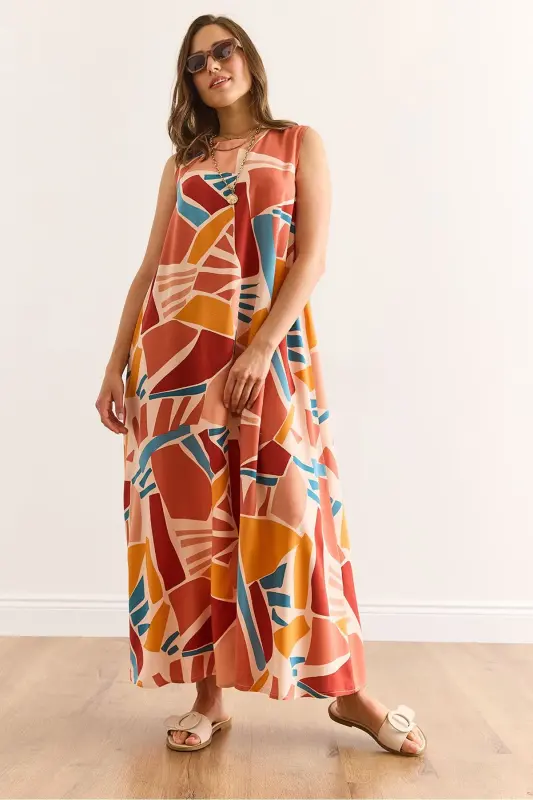 Women's Powder Back Drop Oversize Maxi Woven Viscose - 2