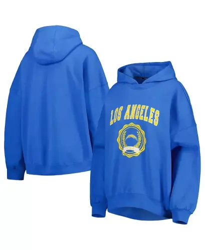 Women's Powder Blue Los Angeles Chargers Becca Drop Shoulder Pullover Hoodie-Powder Blue - 1