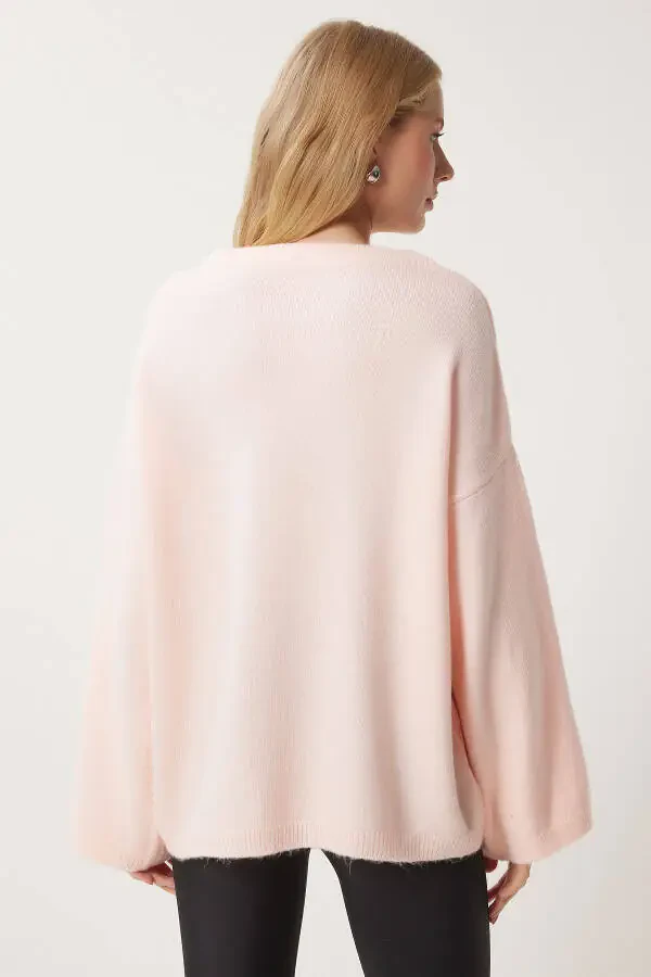 Women's Powder Bow Detailed Oversize Knitwear Sweater KB - 4